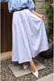 White A-Line Pleated and Belted Long Poplin Women's Skirt 31070 - 2