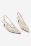 Women's Stiletto Pointed Toe Mesh Hand Knitted Embroidered Classic Heeled Shoes Berzen Ecru Straw - 2
