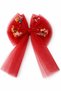 Girl's Red Tulle Bow Hair Clip with Bead and Sequin Detail - Stylish Hair Accessory