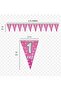 Pink 1 Year Old Triangle Pennant Flag 10-Pack 1 Year Old Birthday Pennant, 1 Year Old Decoration (1.5m) - 3