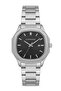 Men's Silver Metal Cord Black Dial Square Case Wristwatch with 2 Year Warranty