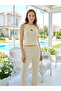 Women's Zero Sleeve Camisole Fabric Shorts Pajama Set 70701-1609 Yellow