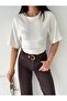 Noa Noa Women's Side Gathered Detailed Half Sleeve Crop Bat Sleeve T-Shirt - 2
