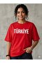 Unisex Our Name Printed Personalized Red Oversize T-Shirt Loose Fit