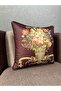 Imported Silk Velvet Damask Pattern Burgundy Cushion Cover 43X43 - 3
