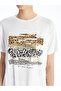 Lcw Vision White Crew Neck Printed Short Sleeve Women's T-Shirt - 4