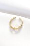 Gold Color Zircon Stone Adjustable Ring with Belt Buckle Design - 2
