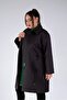 Women's Plus Size Pocket-Collar Detailed Trench Coat Black - 7