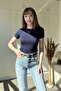 Buzzy Fabric Short Sleeve Soft Navy Blue Bodysuit - 5