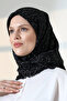 وشاح قطني بنقشة شجرة، حجاب رأس ناعم الملمس للصيف - أسود - 4