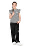Girl's Shoulder Ruffle and Bow Detailed Top and Bottom Set 4-8 Years 12576 - 4