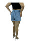 Large Size Elastic High Waist Tassel Short Denim Women's Shorts with Pockets - 5