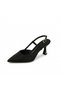 Black Glittery Open-Heeled Women's Evening Dress Shoes - 4