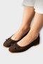 Stone Bowknot Wooden Bead Detail Office Casual Women's Ballerinas Brown - 3