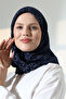 وشاح قطني بنقشة شجرة، حجاب ناعم الملمس للكتابة - أزرق داكن - 4
