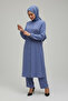 Women's Tunic with Buttons on the Front, Bead and Stone Details, Kolagzi Elasticated Sleeves, Stylish Collar, Pants with Elasticated Waist, Two Pieces - 4