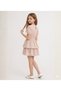 Girl's Cotton Crew Neck Layered Gipeli Plaid Short Sleeve Balloon Sleeve Dress - 2