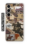 Samsung Galaxy S26 Plus Compatible Cowboy Western Collage Pattern Transparent Phone Case