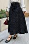 High Waist Belted Polka Dot Black Skirt - 2
