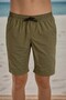 Sports Lycra Above Knee Short Men's Sea Pool Shorts Swimwear Rks-011 Khaki Green - 6