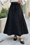 High Waist Belted Polka Dot Black Skirt - 3