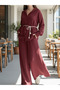 Burgundy Muslin Fabric Double Set Oversize Shirt Pants 100% Cotton Comfortable Fit Summer Stylish Combination - 4