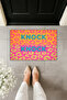 سجادة باب عصرية بطباعة رقمية - سجادة باب أمامية بنمط الفهد مع كتابة Knock Knock - 2