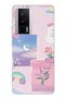 Poco F5 Pro Compatible Pastel Floral Moon and Rainbow Pattern Transparent Phone Case