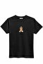 2078 Women's 100% Cotton Teddy Bear Embroidered Crew Neck T-Shirt Black