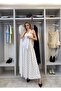 Women's White Polka Dot Strapless Shawl Dress - 2