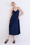 Women's Navy Blue Rope Strap Tie Back Maxi Length Summer Linen Dress Alc-X15333 - 3