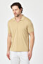 Vita Men's Beige Modal Fabric Slim Fit Flexible Polo Collar T-Shirt - 7