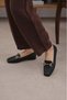 Kayra Black Color Metal Buckle Women's Ballerinas - 5