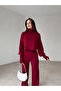 Women's Burgundy Finger Snap Knitwear Set