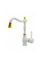 Retro Bathroom Sink Faucet Rustic - Antique Sink Fixture with Movable Head - White-Gold Color - 2