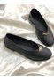 Famy Black Genuine Leather Casual Flats with Buckle - 3
