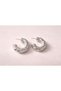 Textured Hoop Earrings – Modern Design (Silver Color) - 3