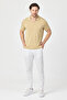 Vita Men's Beige Modal Fabric Slim Fit Flexible Polo Collar T-Shirt - 4