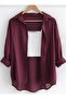 Women's Burgundy Oversize Cotton Comfortable Single-Pocket Linen Shirt – New Summer Collection - 3