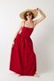 Women's Backless Strappy Long Dress Red – Poplin, Tie Detail, Cotton Satin - 4