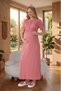 New Season Pomegranate Flower Maternity Summer Shawl Collar Jacquard Full Length Lace Short Sleeve Dressing Gown Nightgown Set - 8