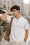 Men's Polo Collar Zippered T-Shirt - 3