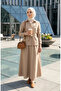 Linen Fabric Skirt Jacket Double Set 0256-04 Mink
