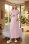 New Season Powder Maternity Summer Shawl Collar Jacquard Full Length Stylish Lace Short Sleeve Dressing Gown Nightgown Set - 5