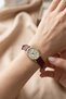Misky Gold Oval Case Roman Numeral Leather Burgundy Strap Stylish & Elegant Women's Wristwatch - 5