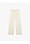 Viscose Blended Wide-Legged Trousers with Tie-Waist and Pockets - 4