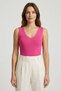 Women's Premium Neon Pink Knitwear Body Flexible Full Lycra V-Neck Summer Athlete T-Shirt