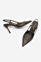 Women's Stiletto Pointed Toe Open Back Strap Buckle Thin Classic Heeled Shoes Osenta Brown - 7
