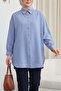 Striped slit loose linda shirt - ice blue - 5