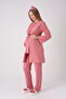 Set of 3: Cotton Maternity & Pregnancy Pajama Set with Lace Robe - 2